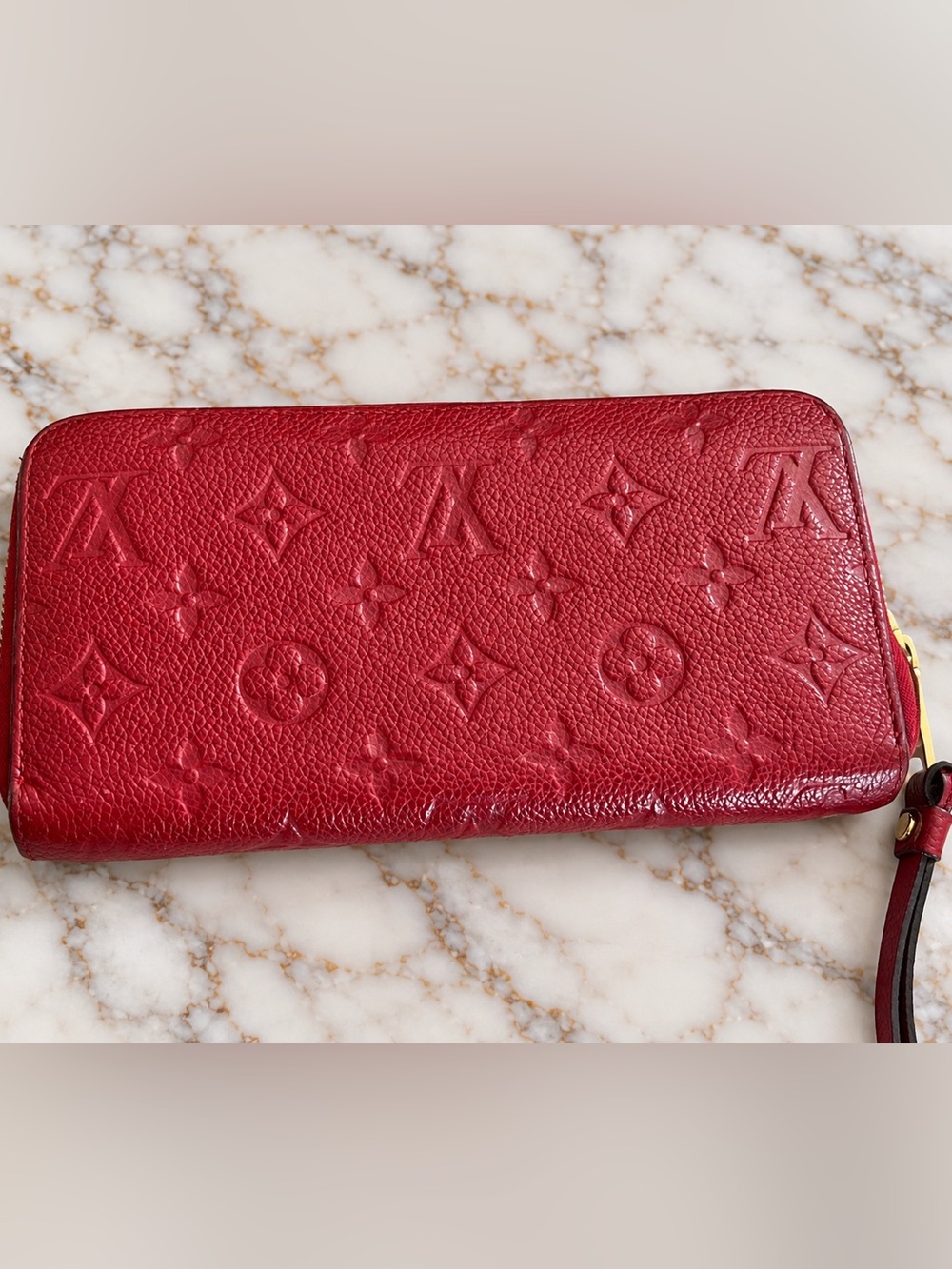 Louis Vuitton Zippy Wallet Red Monogram Empreinte Leather
